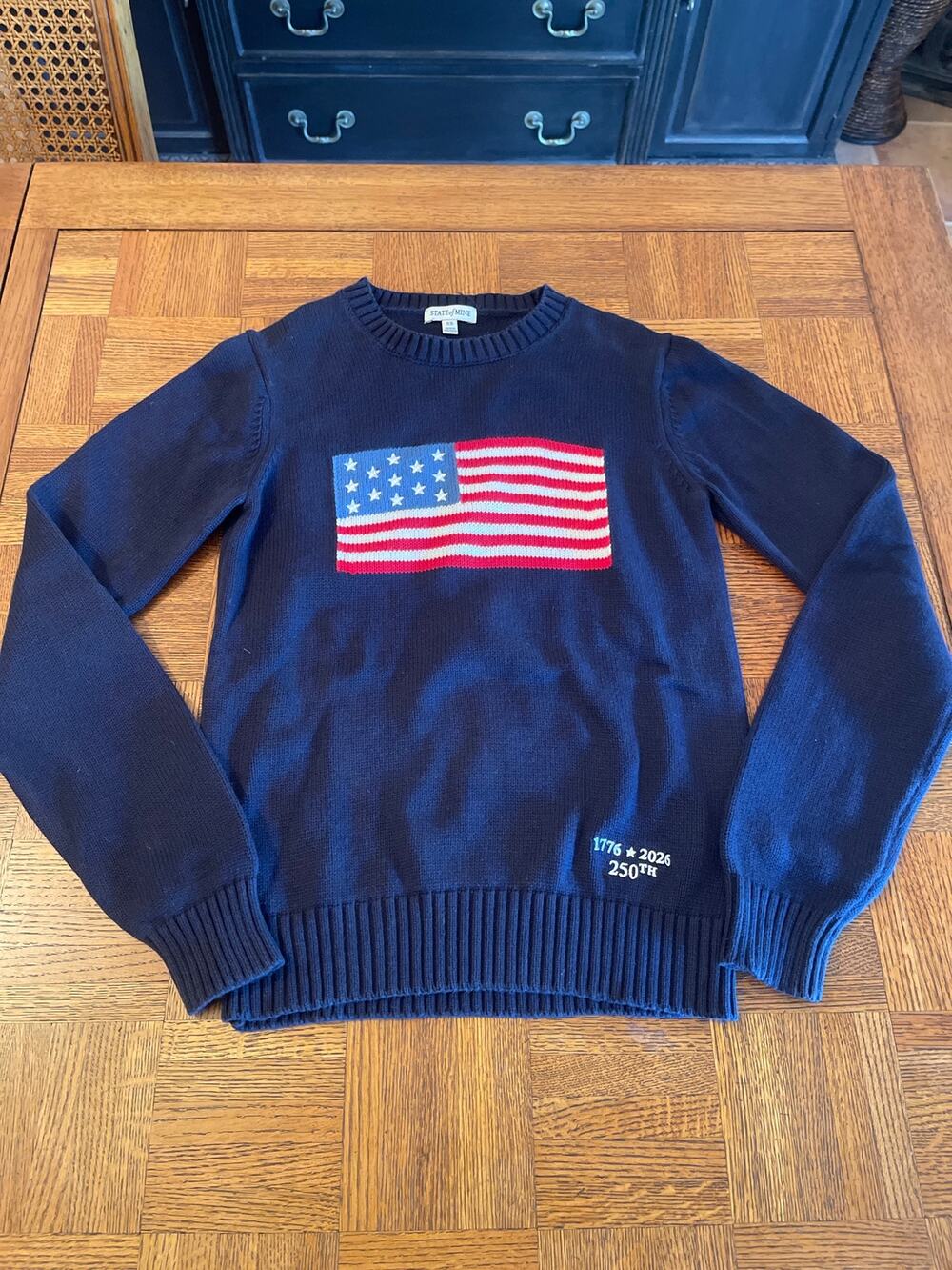 State Of Mine commemorative 250th year American flag sweater size extra small